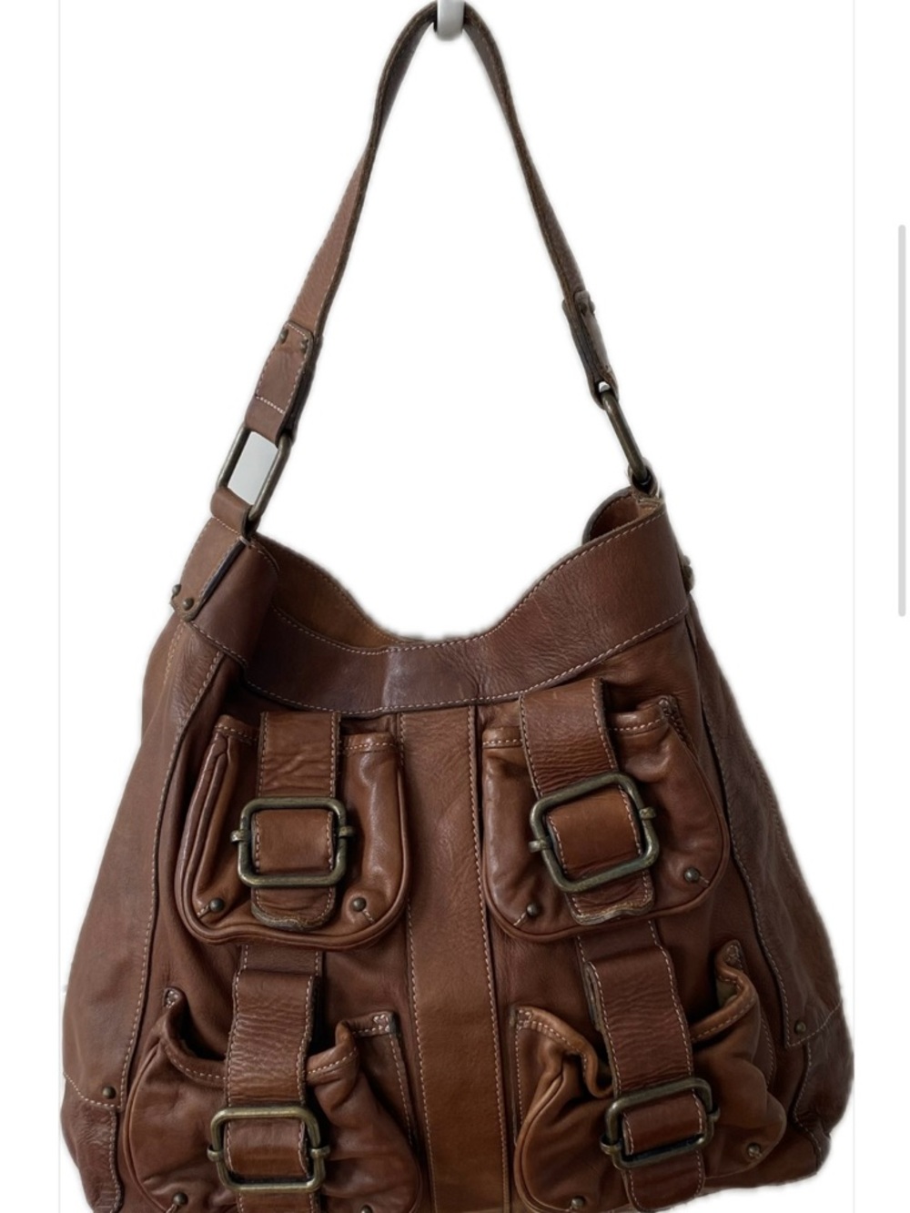 Banana Republic Brown Leather Hobo with Buckle Pocket Details - Picture 2 of 8